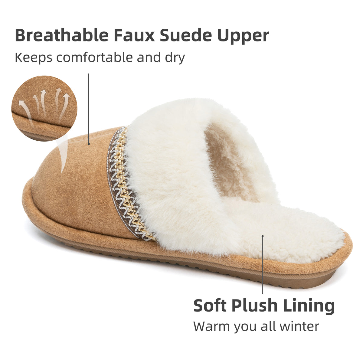 MAXTOP Fuzzy House Slippers for Women With Memory Foam Indoor Warm Gifts