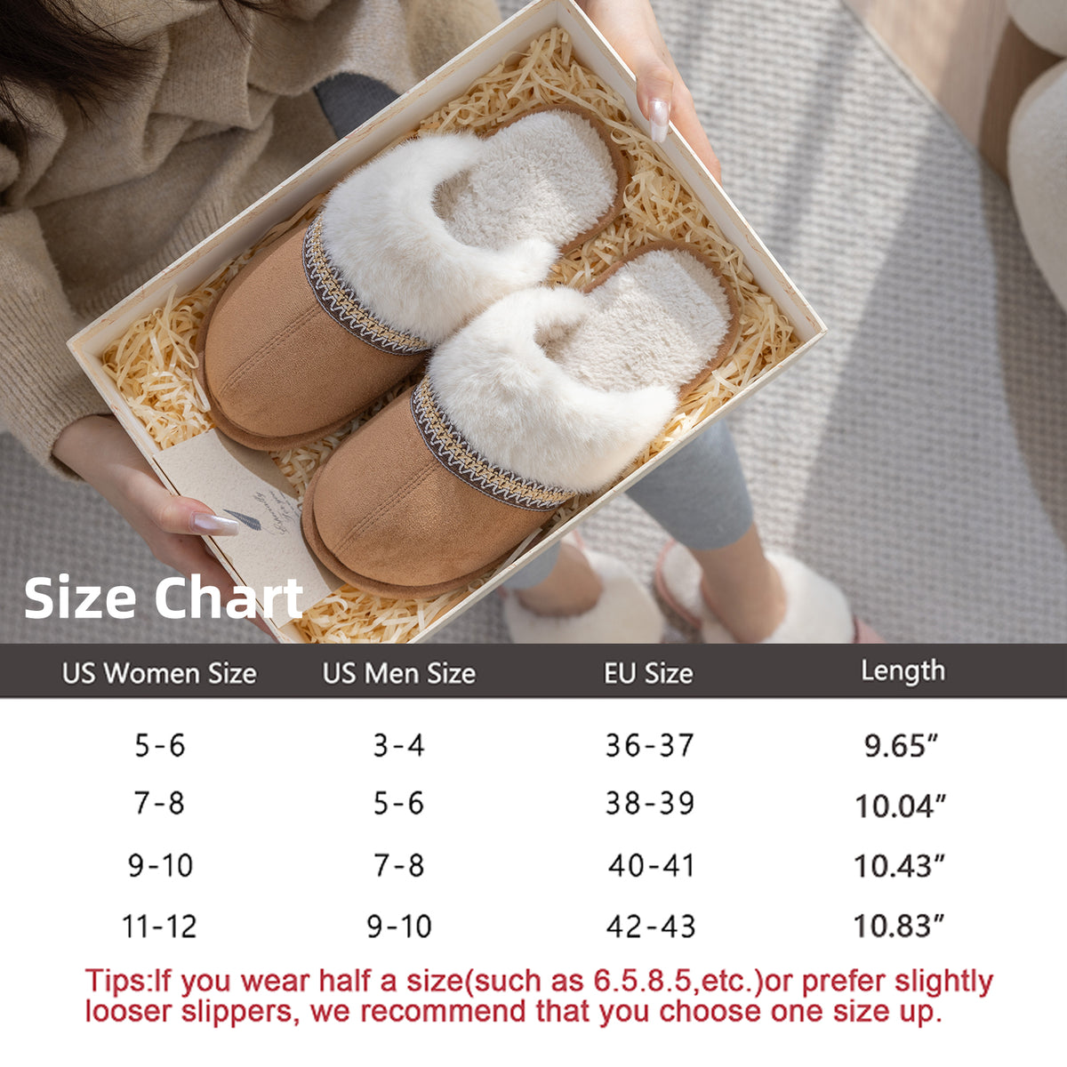 MAXTOP Fuzzy House Slippers for Women With Memory Foam Indoor Warm Gifts