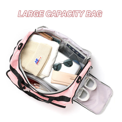 MAXTOP Gym bag Travel Duffle Bag for Women, Carry On Tote Weekender Overnight Bag, Large Capacity Duffel Bag With Shoe Compartment, Yoga Tote Bag with Dry and Wet Separation Pink