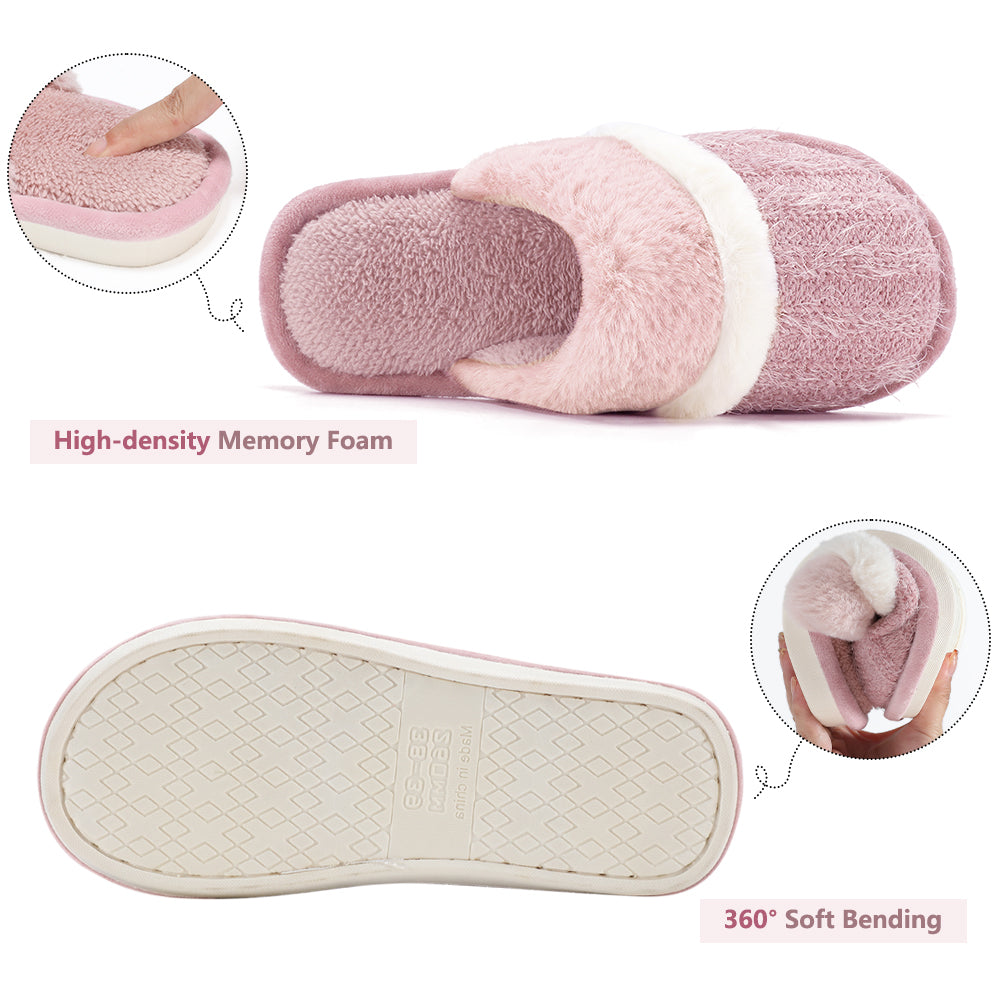 MAXTOP Fuzzy House Slippers for Women With Memory Foam Indoor Warm Gifts