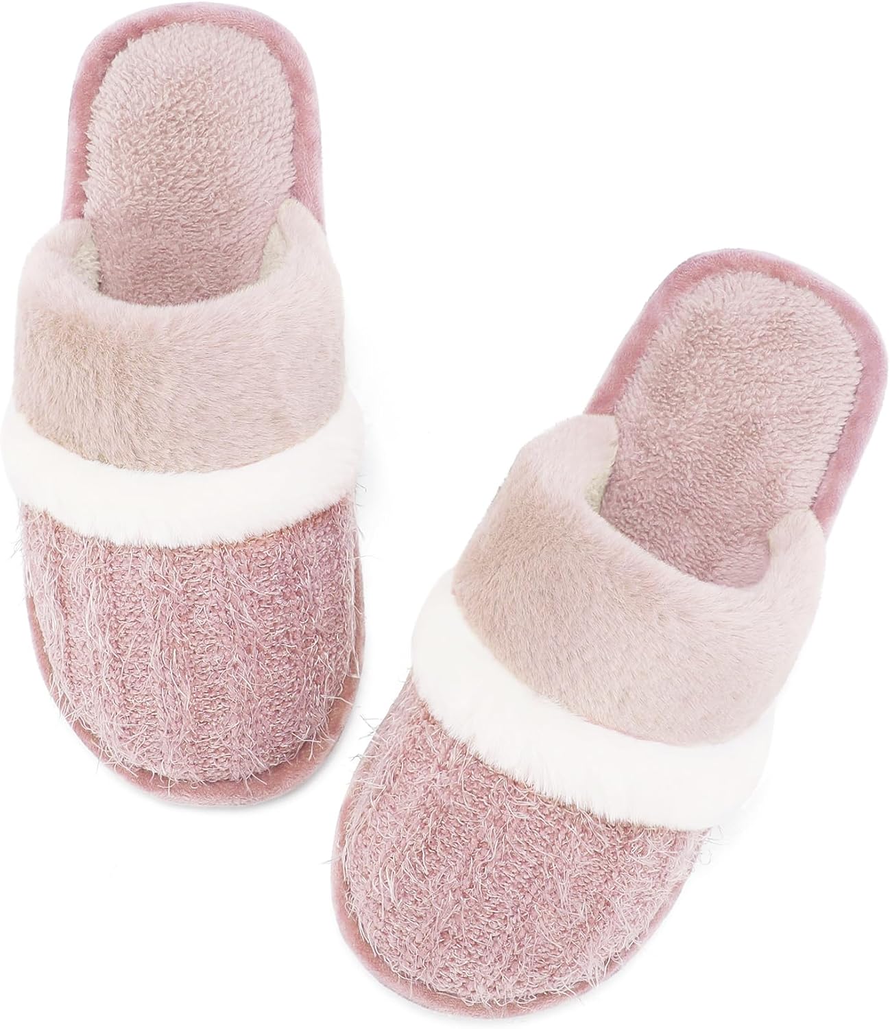 Womens Cozy Memory Foam Slippers Soft Warm Slip On Faux Fur House Slippers,Anti-Skid Rubber Sole,Creative Gifts for Women Mom Girlfriend