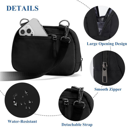 MAXTOP Small Nylon Crossbody Bags for Women Unisex Belt Bag Fanny Pack with Adjustable Strap for Traveling Shopping